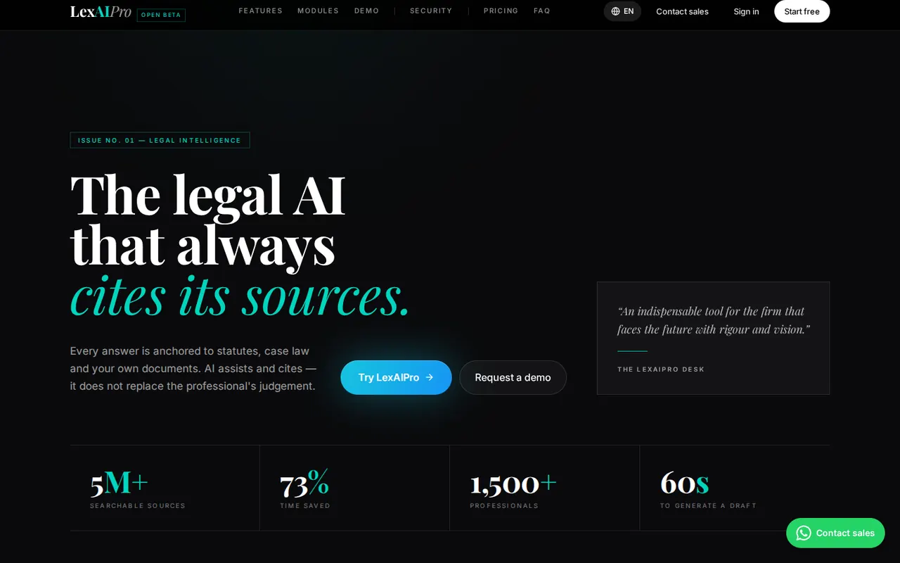 Home page di LexAI Pro