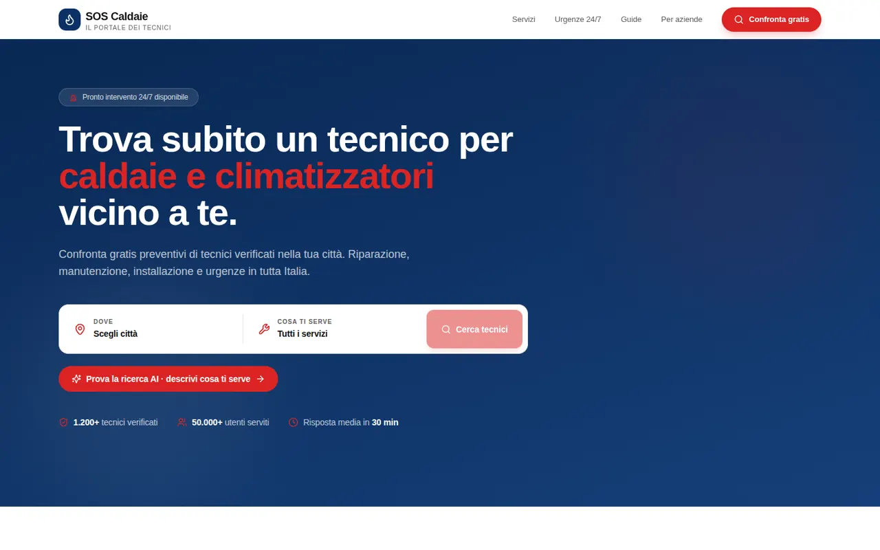 Home page di SOS Caldaie
